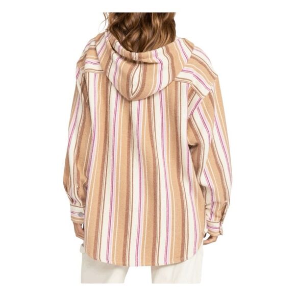 Roxy Sunlight Rider Stripe Hooded Cotton Shirt Jacket Shacket M - Picture 6 of 16